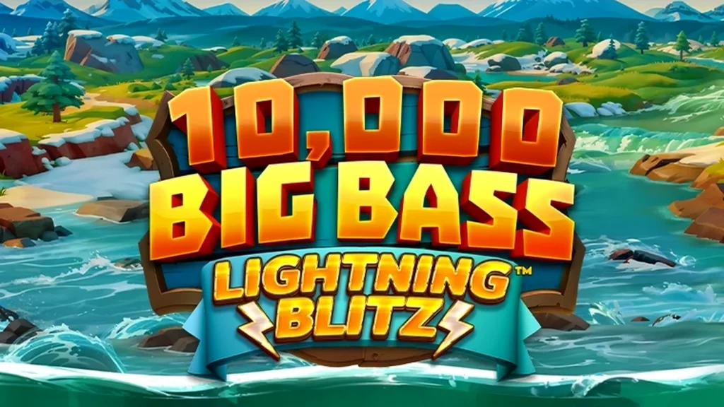 Tampilan visual slot 10,000 Big Bass Lightning Blitz dengan tema memancing dan petir