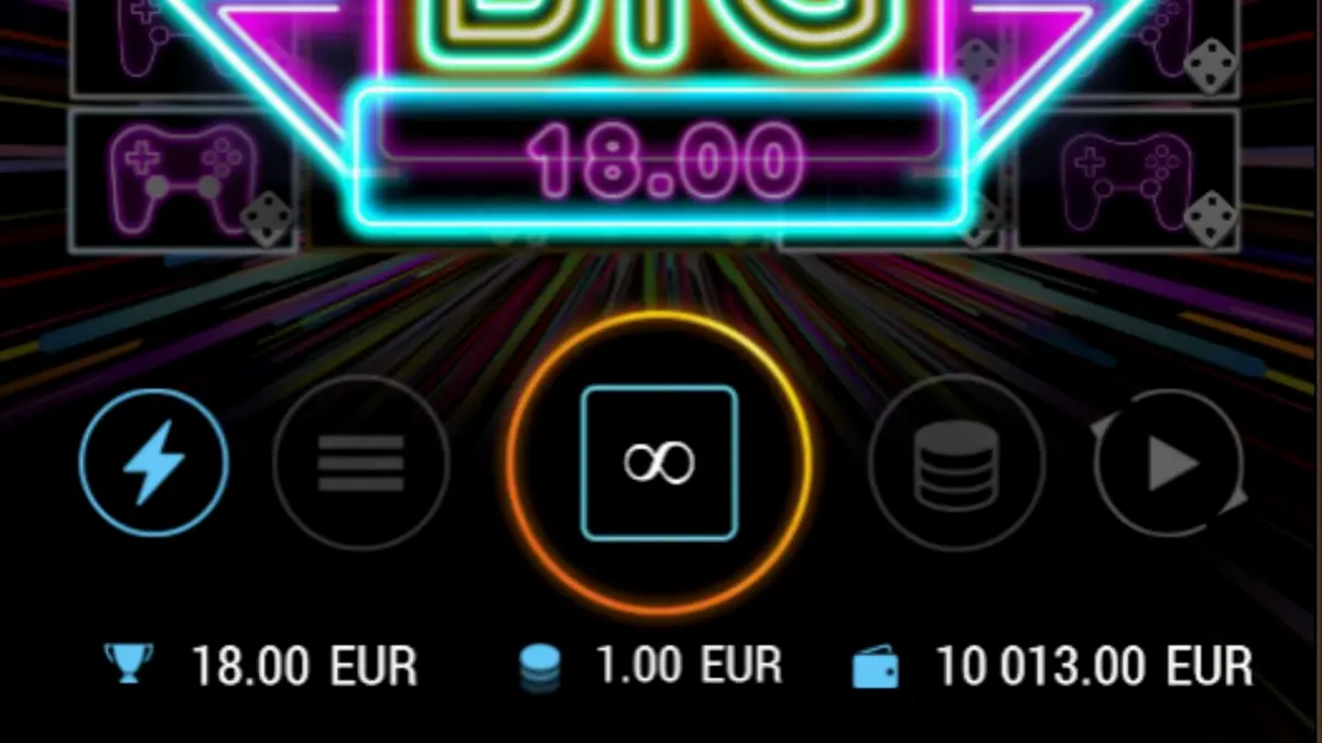 Tampilan visual neon dan futuristik dari slot Dopamine Rush Dice